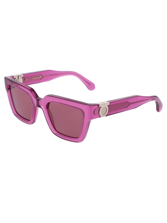 New Salvatore Ferragamo SF2066S 665 Transparent Fuchsia Square Sunglasses main image 5